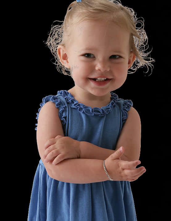 Smiling Toddlerin Blue Dress PNG