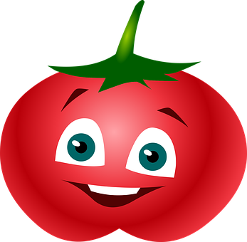 Smiling Tomato Cartoon Vector PNG