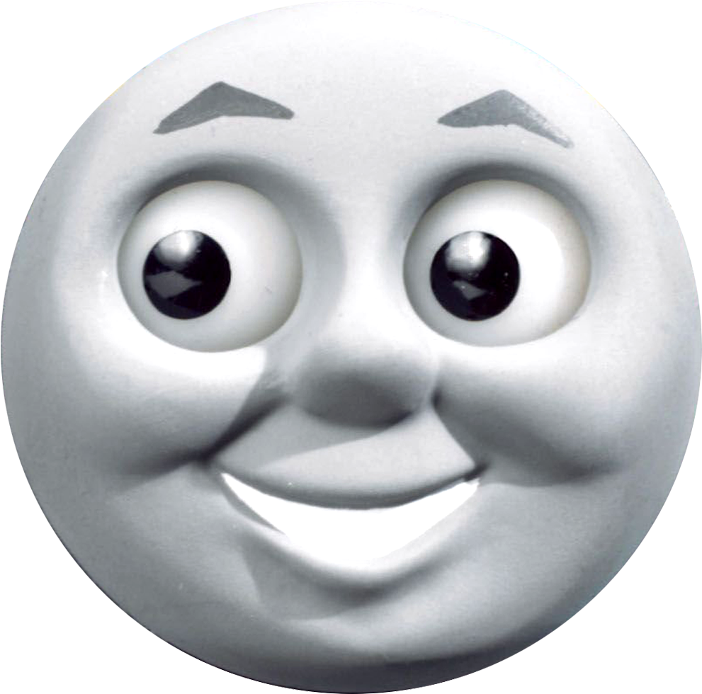 Smiling Train Face Gray Scale PNG