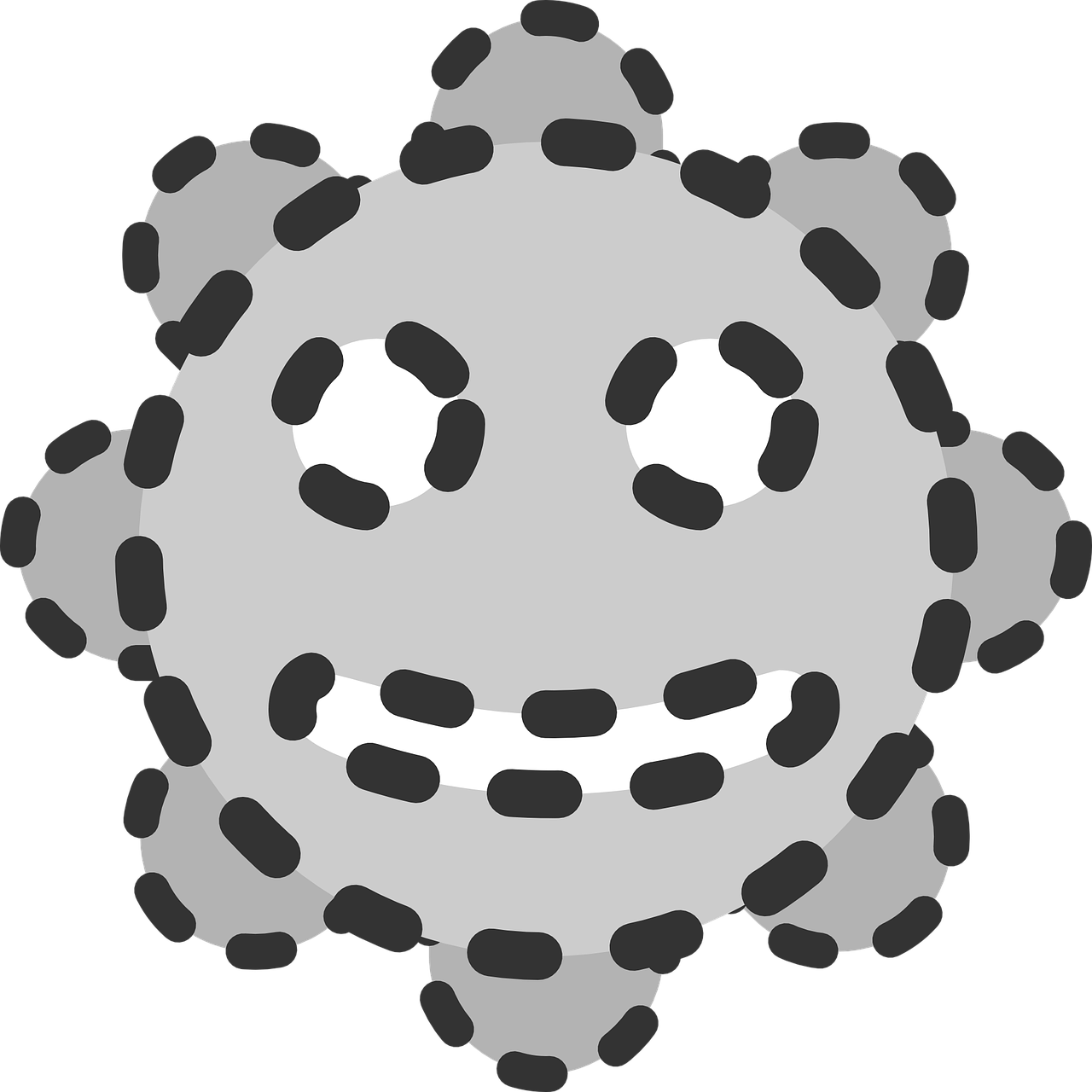 Smiling Virus Cartoon Graphic PNG