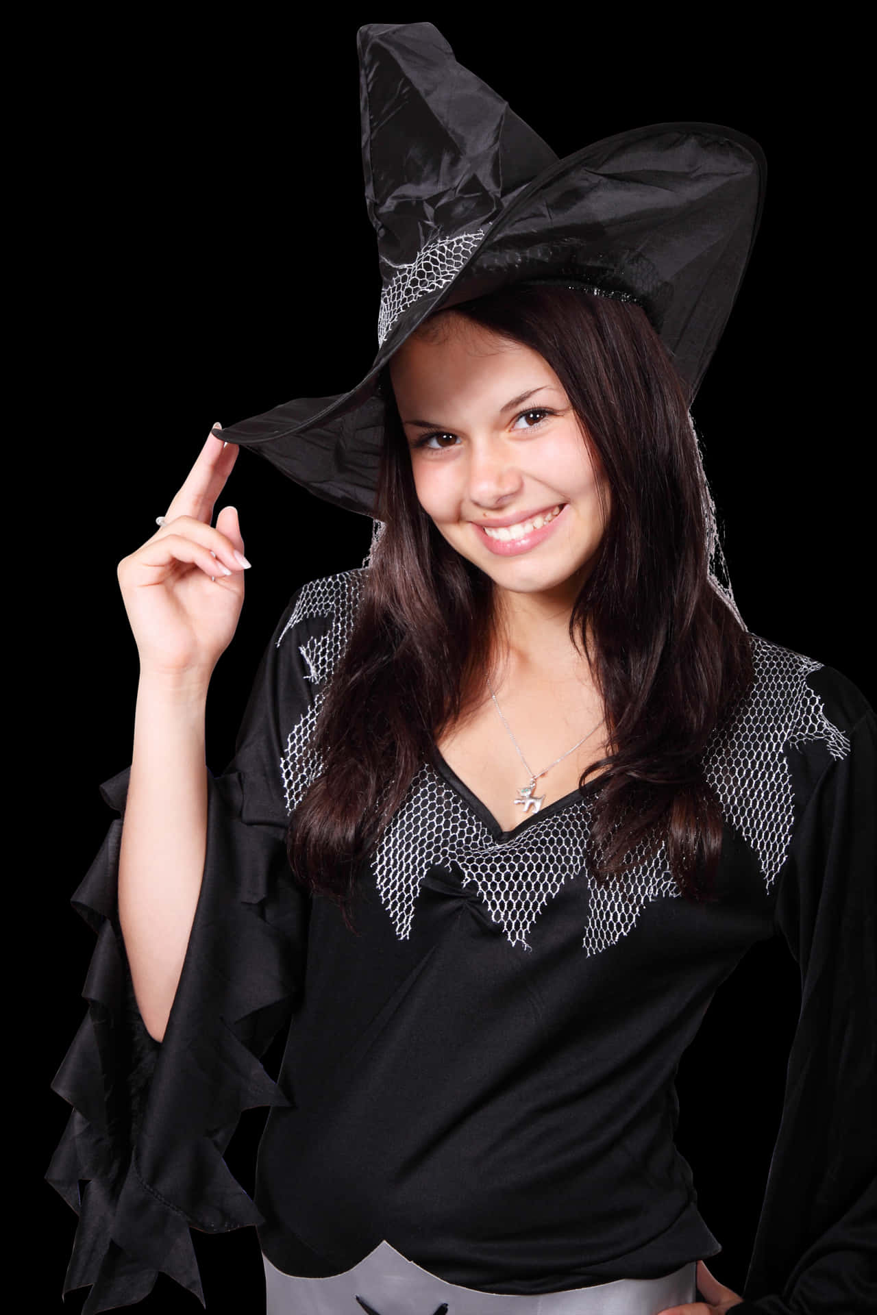 Smiling Witch Costume Portrait PNG
