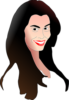 Smiling Woman Cartoon Portrait PNG