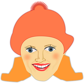 Smiling Woman Cartoon Portrait PNG