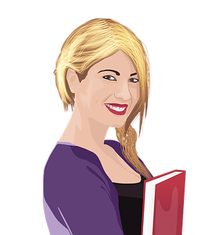 Smiling Woman Holding Book PNG