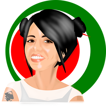 Smiling Woman Italian Flag Background PNG