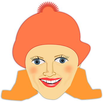 Smiling Woman Orange Hat Graphic PNG