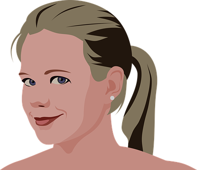 Smiling Woman Vector Portrait PNG