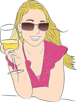 Smiling Woman With Wine Glass Illustration PNG