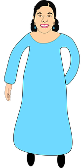 Smiling Womanin Blue Dress PNG