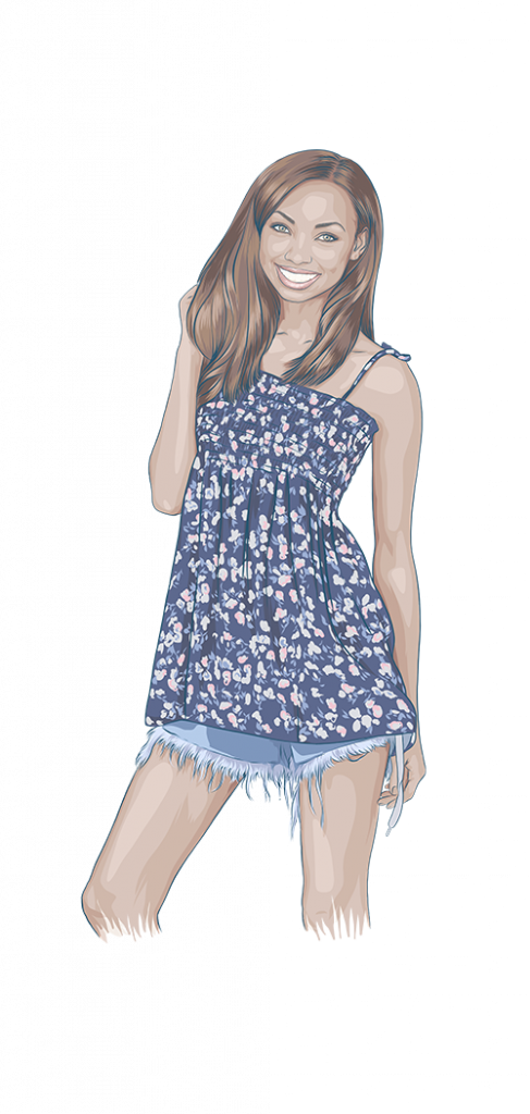 Smiling Womanin Floral Sundress PNG