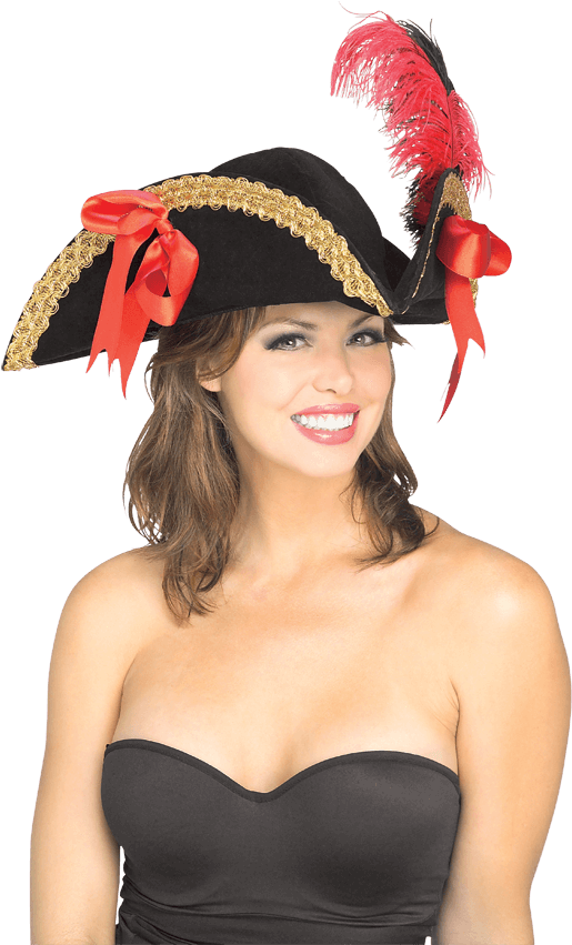 Smiling Womanin Pirate Hat PNG