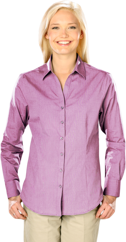 Smiling Womanin Purple Shirt PNG