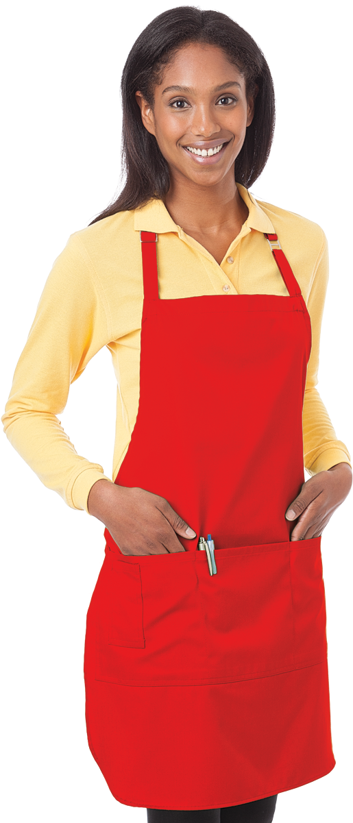 Smiling Womanin Red Apron PNG