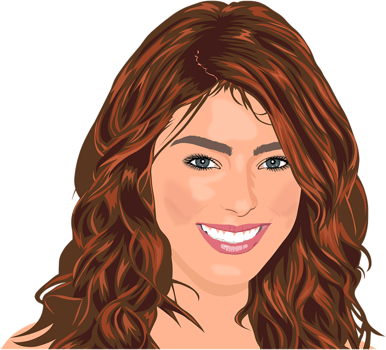 Smiling Womanwith Auburn Hair Vector Illustration PNG