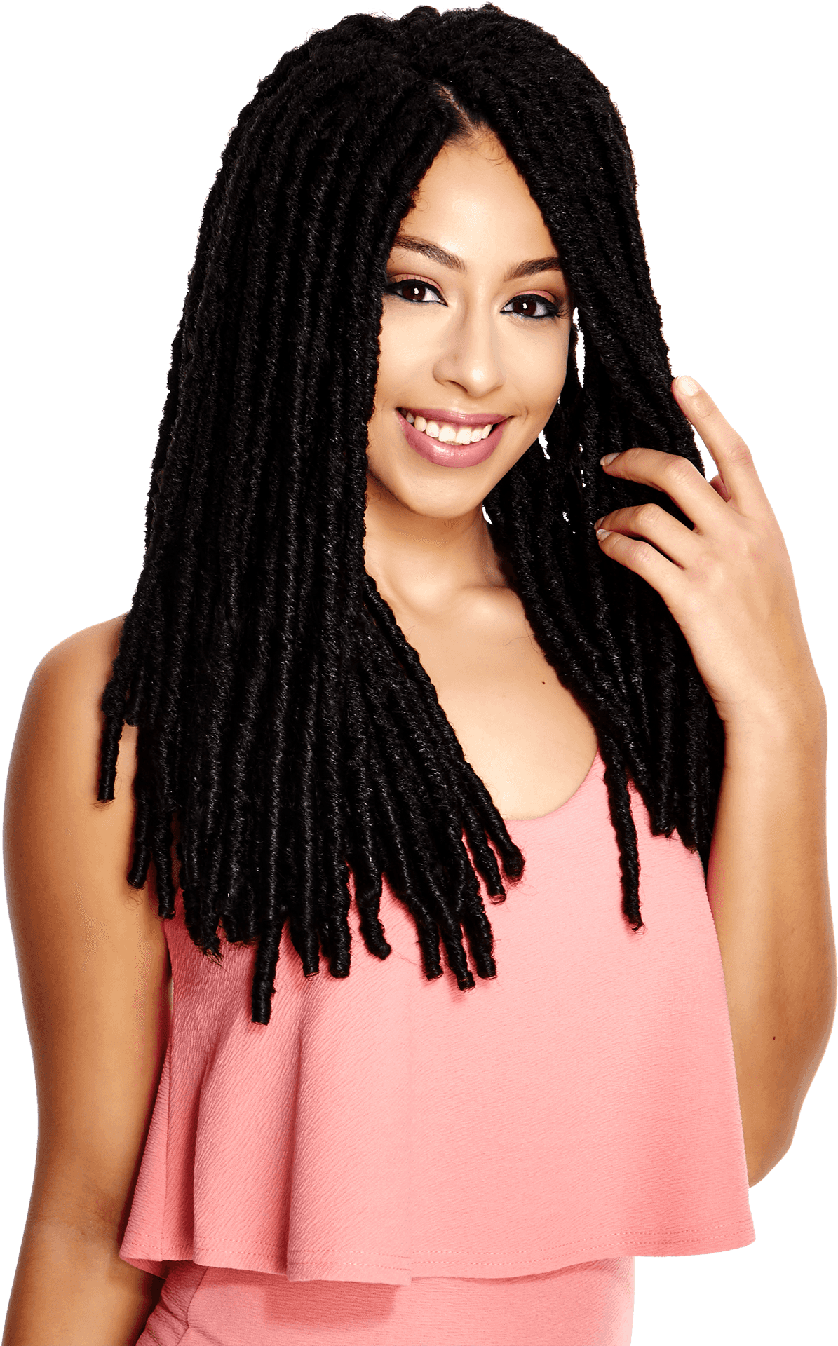 Smiling Womanwith Black Dreadlocks PNG