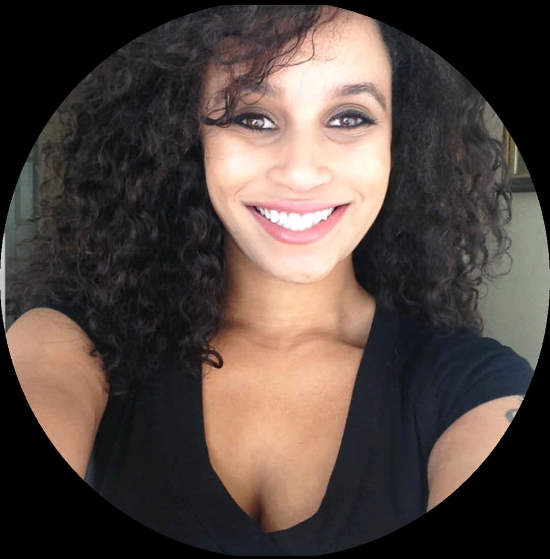 Smiling Womanwith Curly Hair PNG