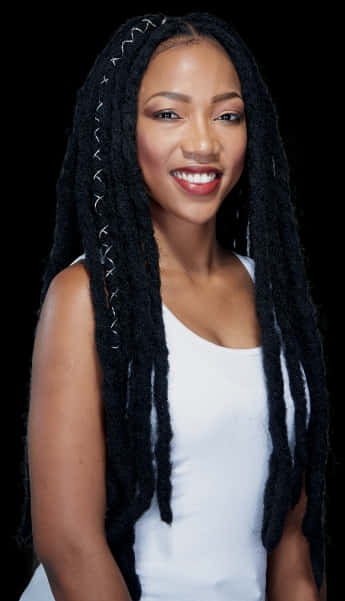 Smiling Womanwith Long Dreads PNG