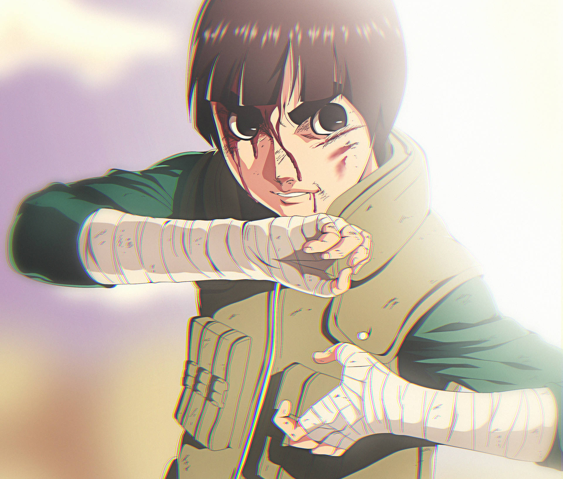 Download Smiling Wounded Rock Lee Wallpaper 