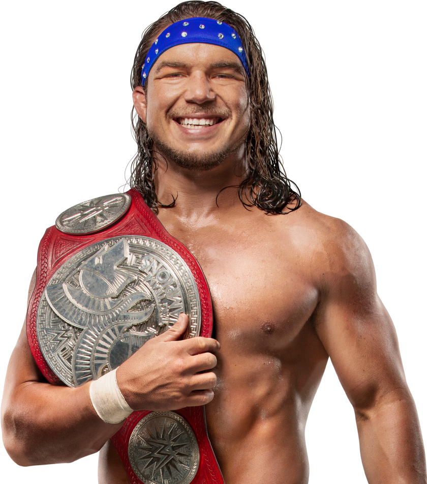 Smiling Wrestlerwith Championship Belt PNG