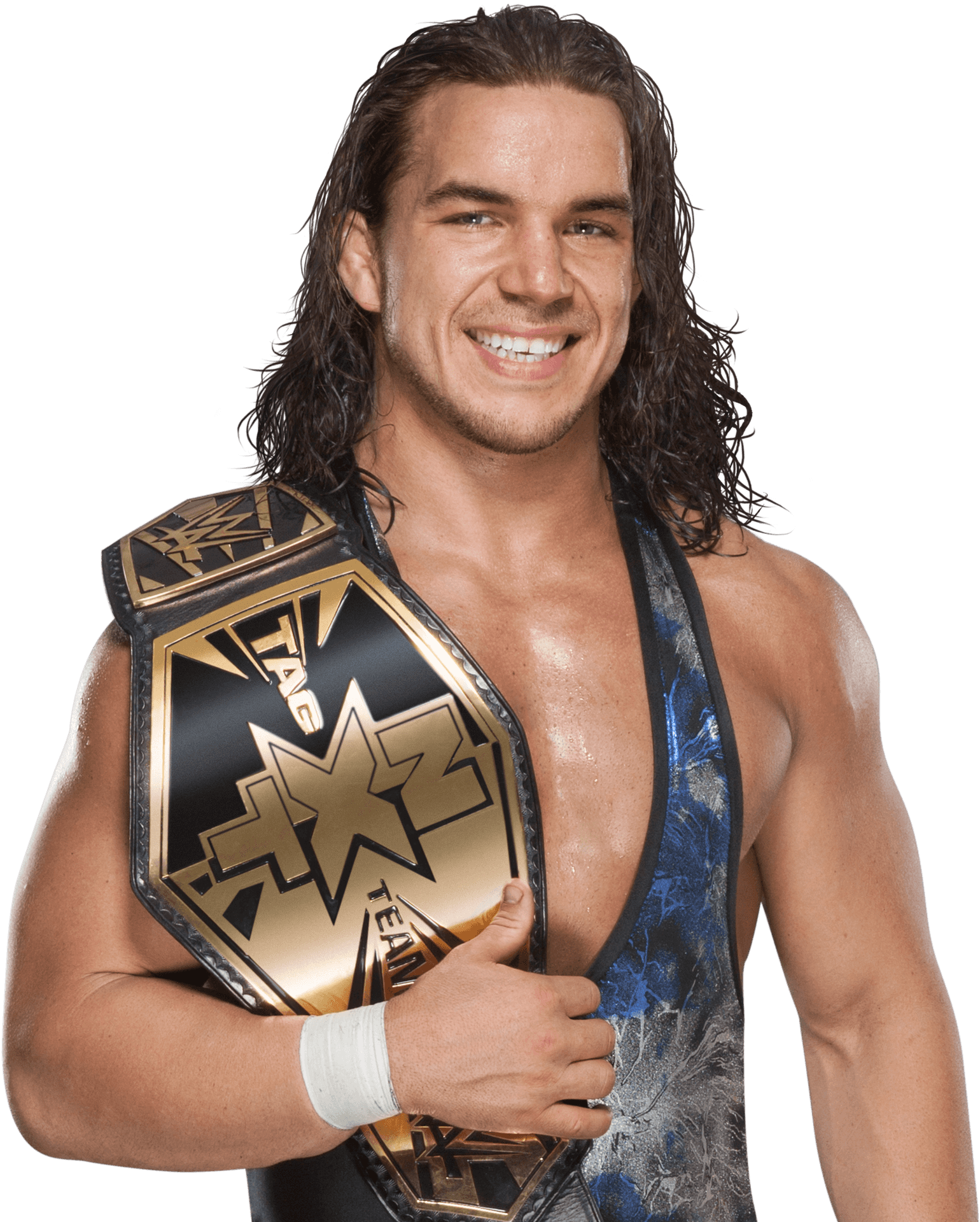 Smiling Wrestlerwith Championship Belt PNG