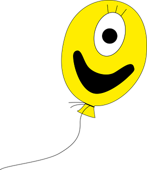 Smiling Yellow Balloon Cartoon PNG