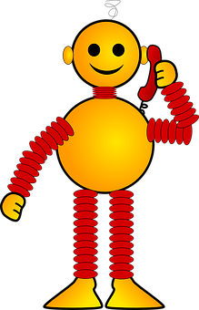 Smiling Yellow Robot Graphic PNG