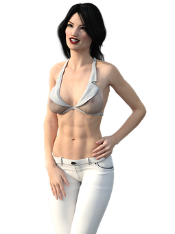 Smiling3 D Animated Girlin White Outfit PNG