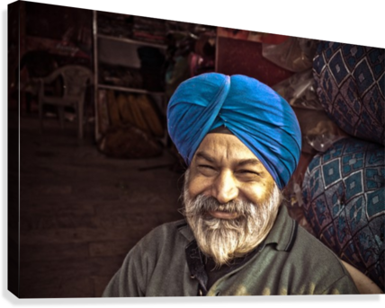 Download Smiling_ Man_with_ Blue_ Turban | Wallpapers.com