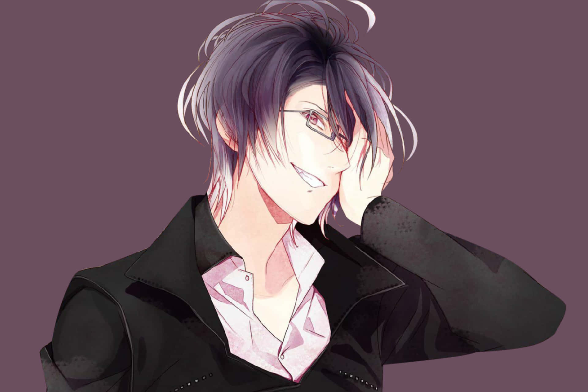 Personaje De Anime Sonriente Con Fondo Púrpura Fondo de pantalla