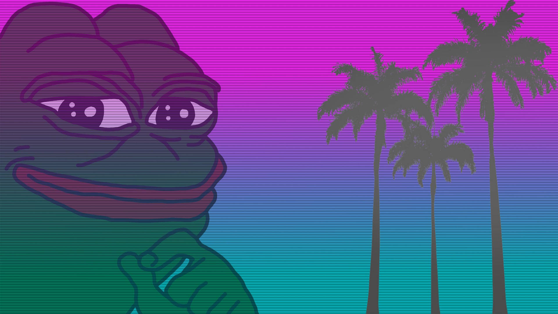 Smirking Pepe The Frog Neon Wallpaper