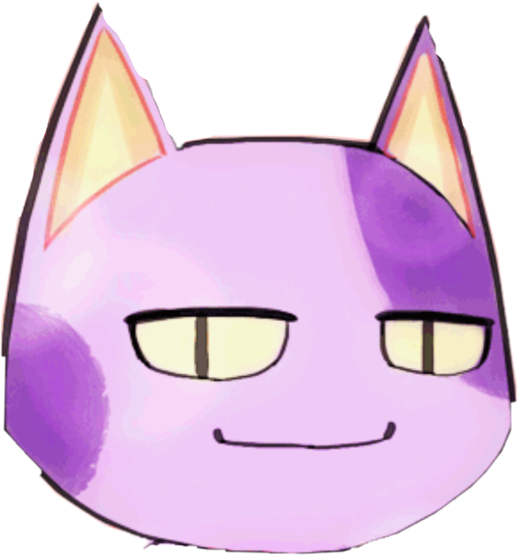 Smirking Purple Cat Cartoon PNG