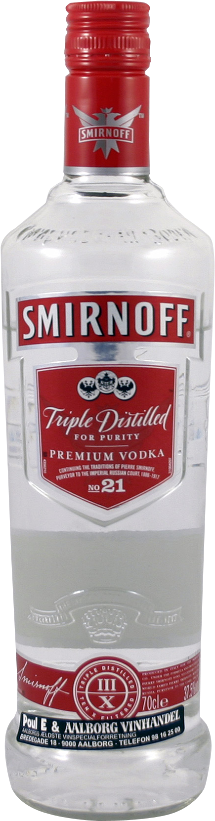 Smirnoff Triple Distilled Premium Vodka Bottle PNG
