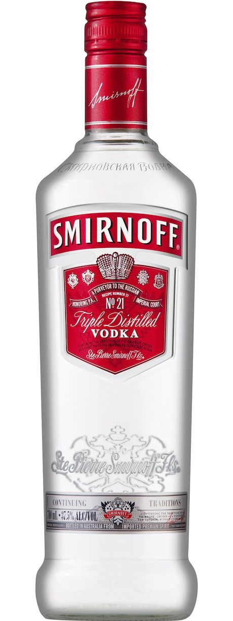 Smirnoff Triple Distilled Vodka Bottle PNG