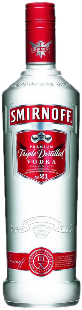 Smirnoff Triple Distilled Vodka Bottle PNG