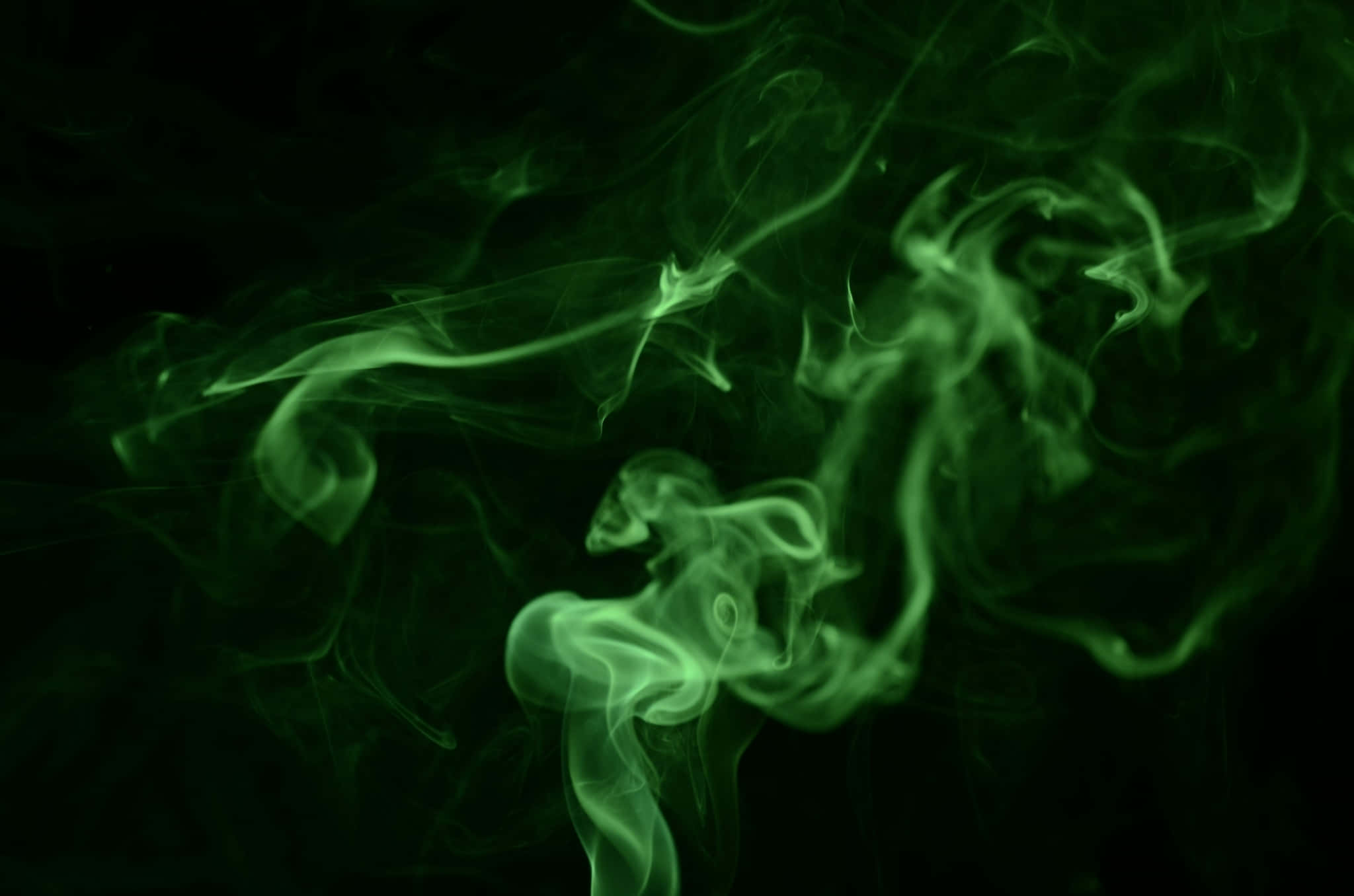 Green Smoke In Dark Aesthetic Background