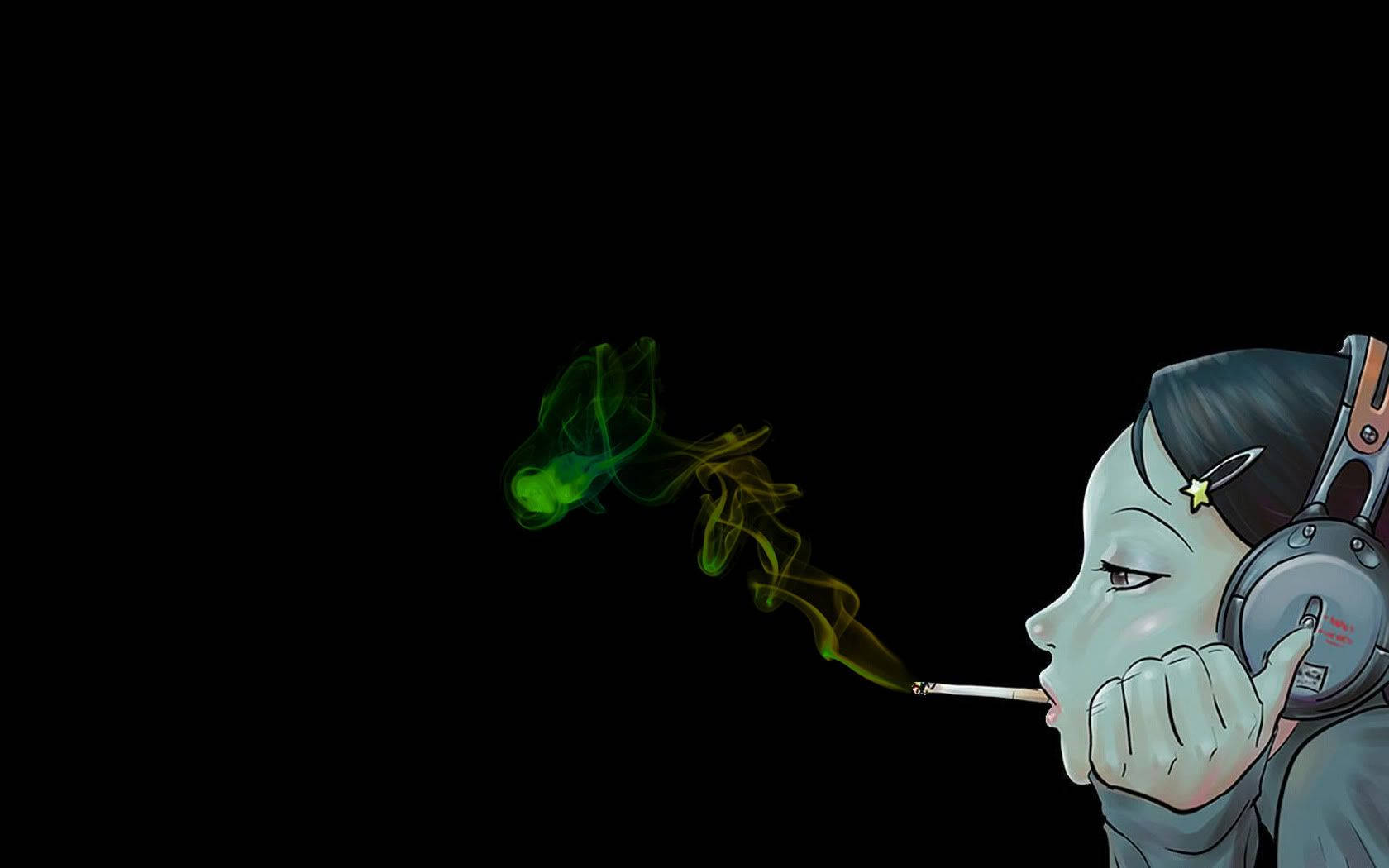 Smoke Headphones Dope Cartoon Background