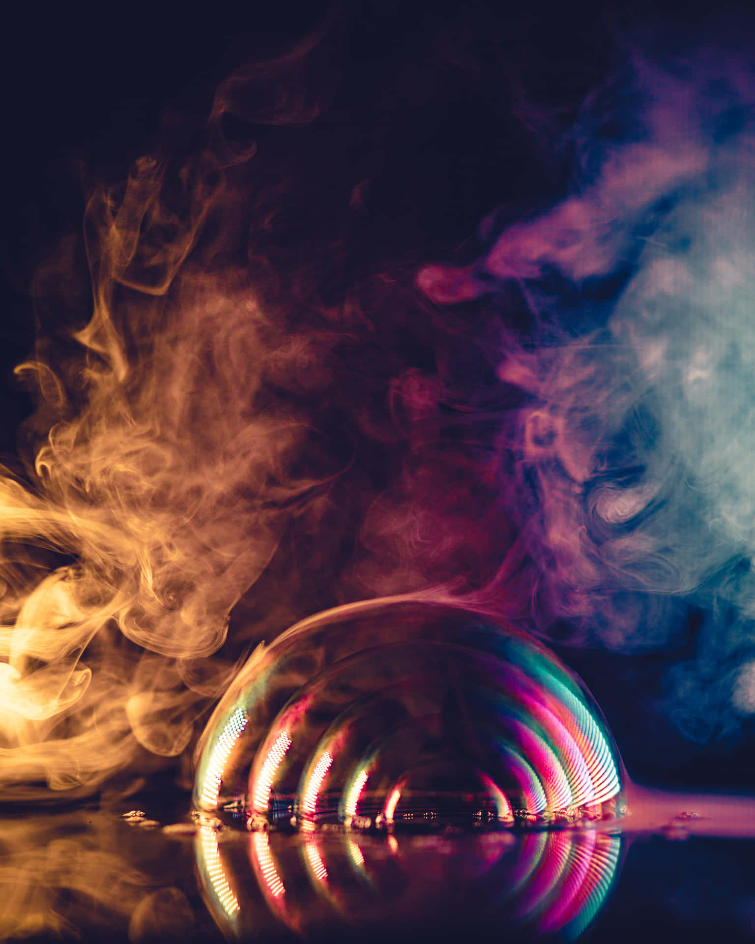 A Colorful Bubble With Smoke