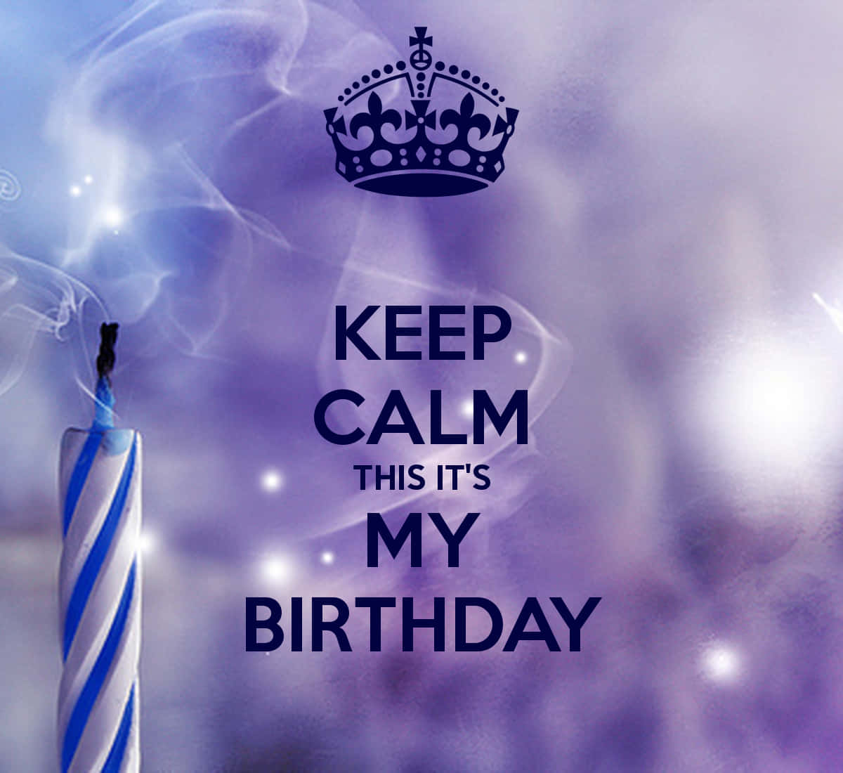 Celebratory Message - "Keep Calm, It's My Birthday!" in Smokey Blue Tones Wallpaper