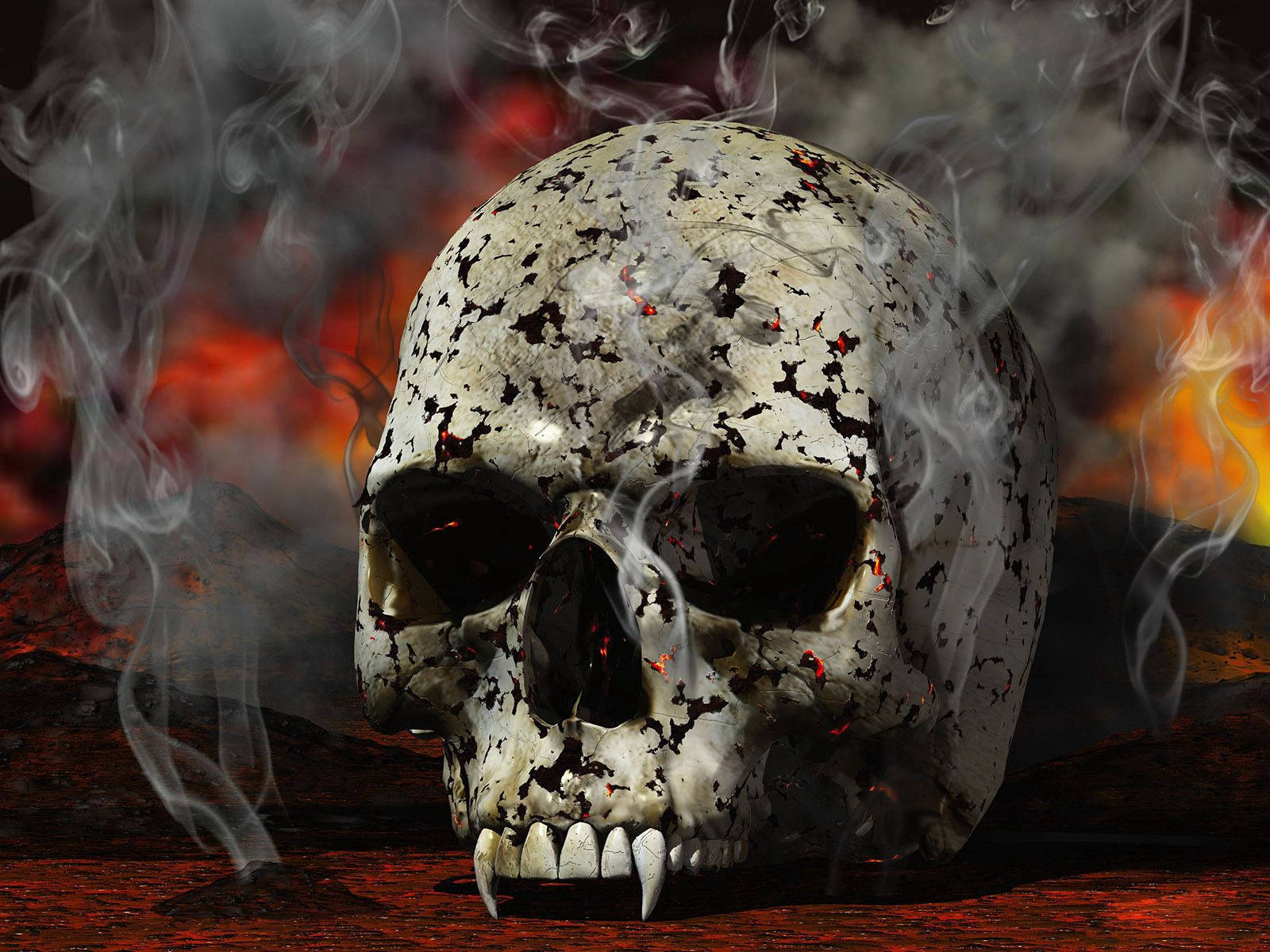 Smokey Red And Black Vampire Skull