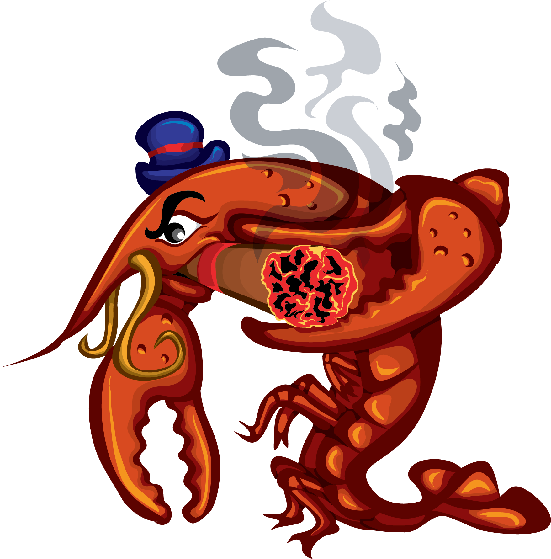 Smoking Crab Cartoon Illustration PNG