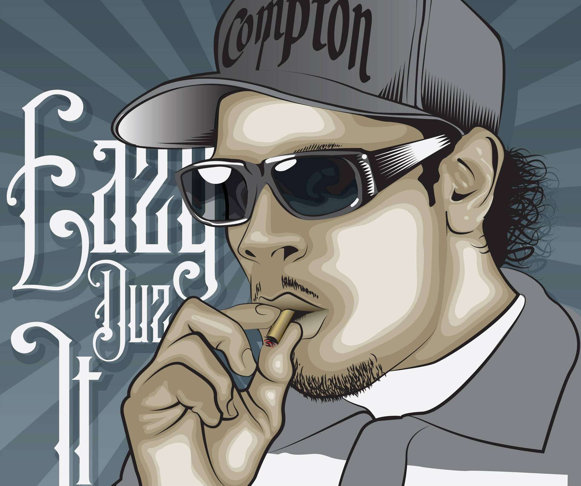 Smoking Eazy E Gangster Cartoon Wallpaper