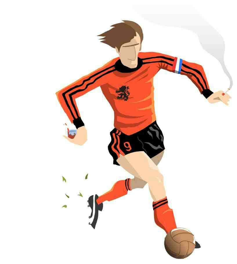 Smoking Football Player Johan Cruyff Vector Art Wallpaper