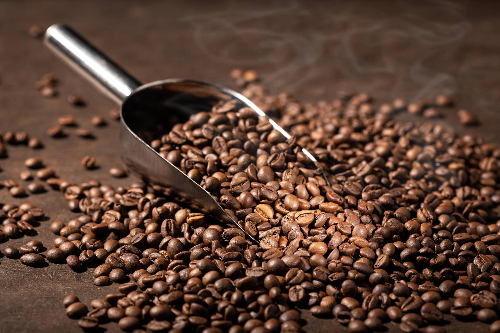 Smoking Hot Coffee Beans Background
