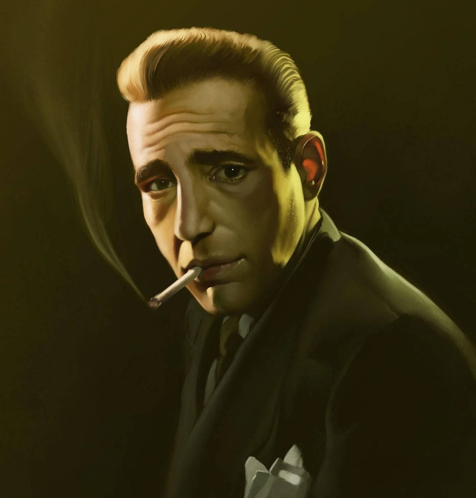 Røgende Humphrey Bogart på en sort baggrund Wallpaper