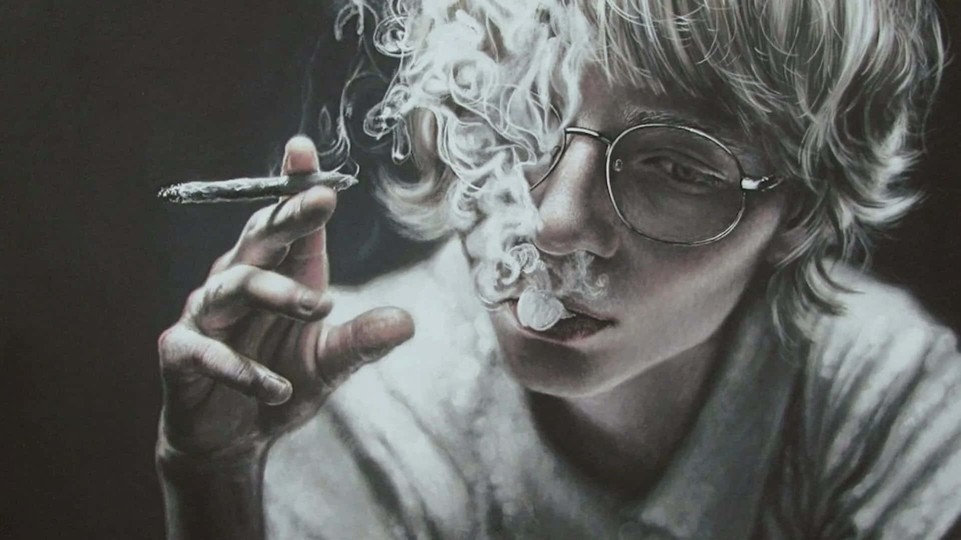 Umapintura De Um Menino Fumando Um Cigarro