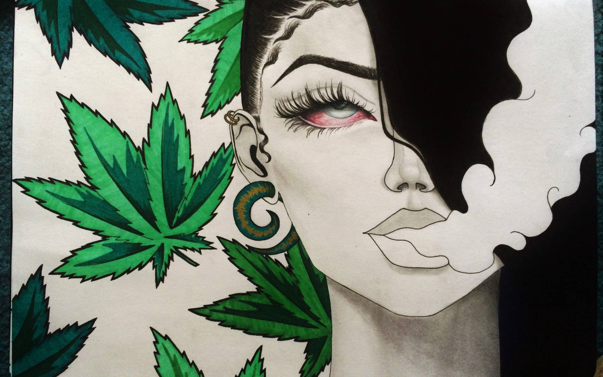 Smoking Weed Digital Art Wallpaper