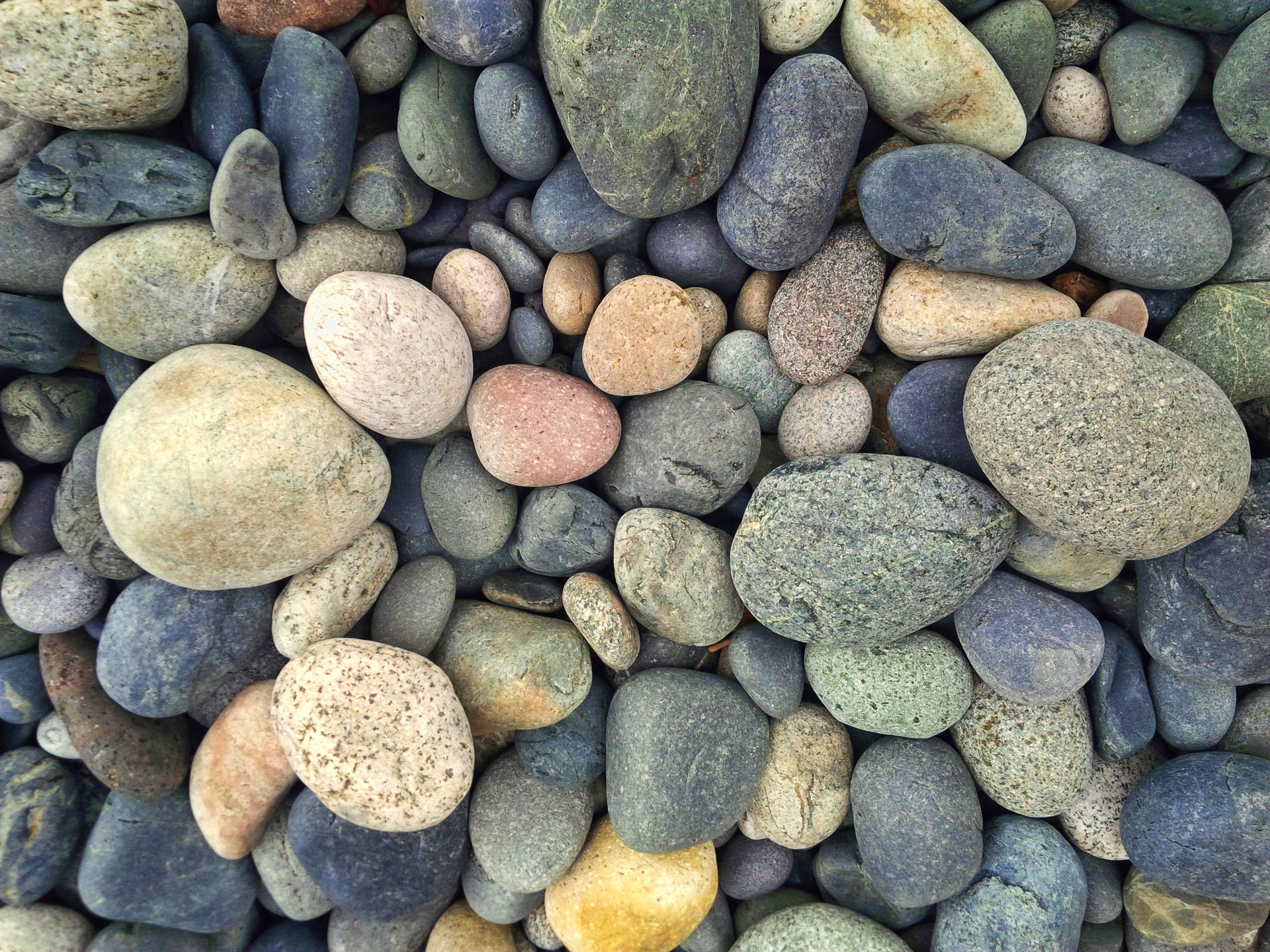 A river bed laid with smooth stones Wallpaper
