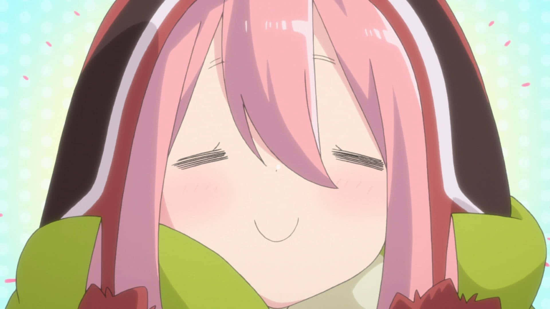 Smug Face Of An Anime Character With Pink Hair Wallpaper