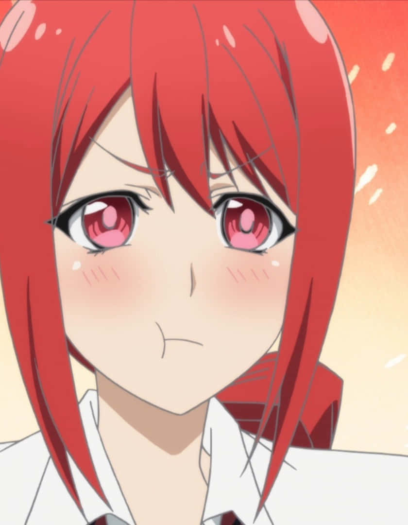 Smug Face Of An Anime Character With Red Hair Wallpaper