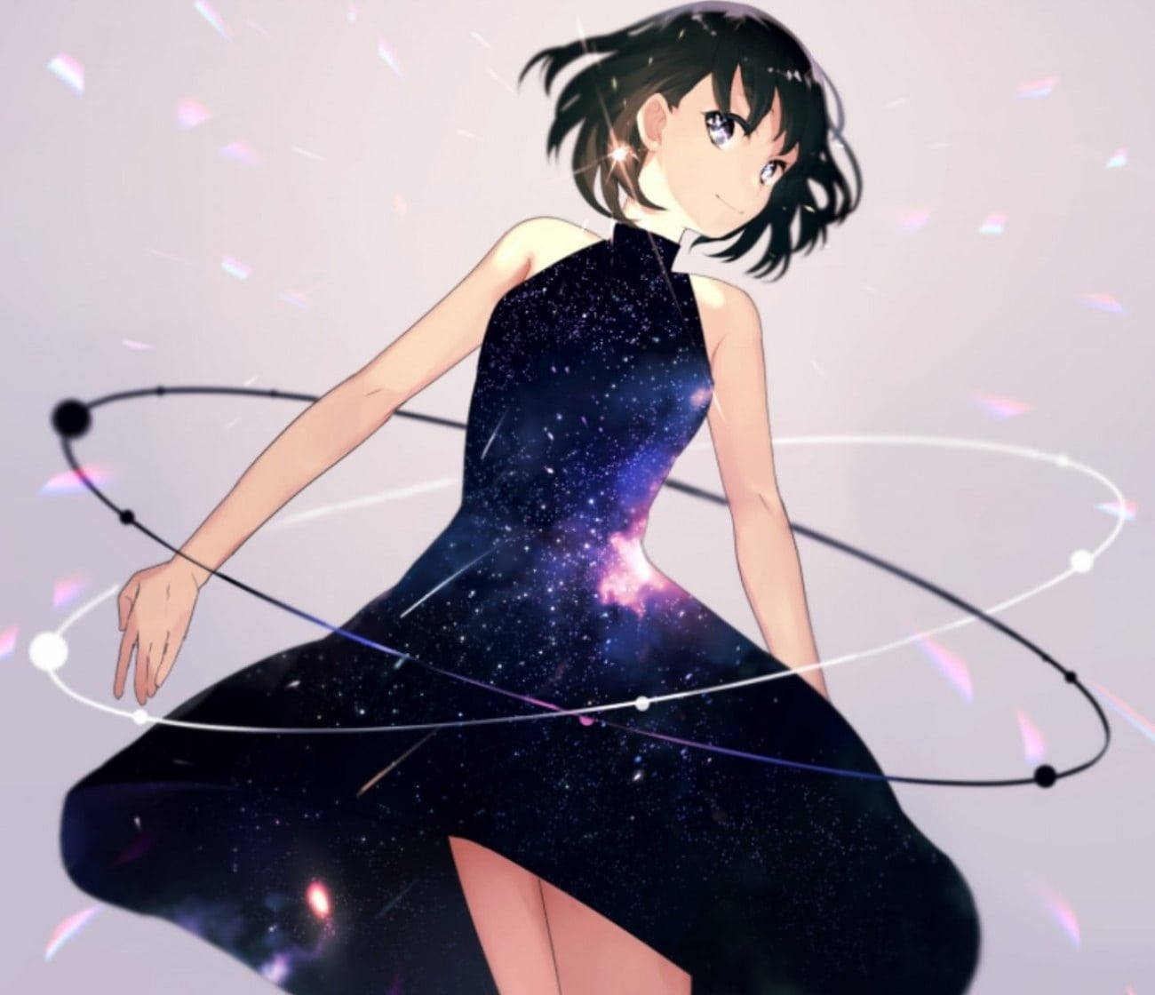 Smuk Galakse Anime Pige Wallpaper